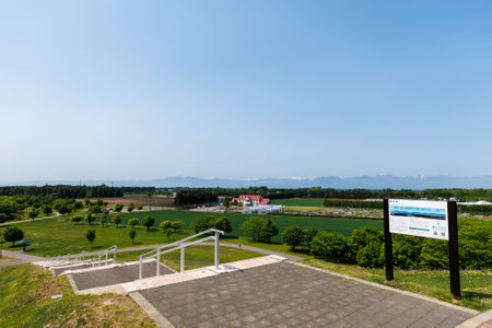 View of Tokachi from a small hillの写真素材