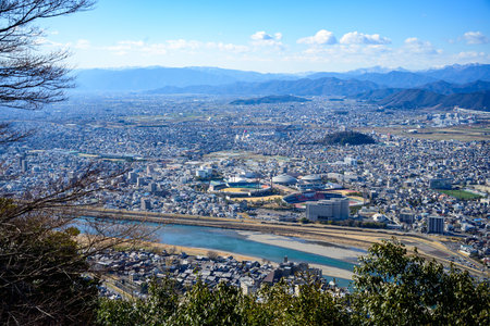 view from gifu catsle Japanの写真素材