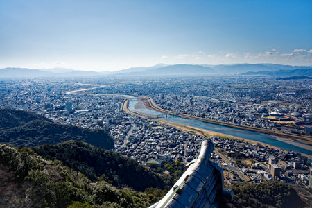 view from gifu catsle Japanの写真素材