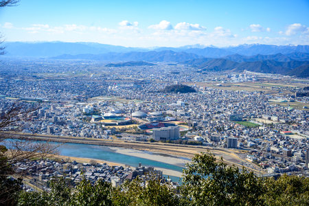 view from gifu catsle Japanの写真素材