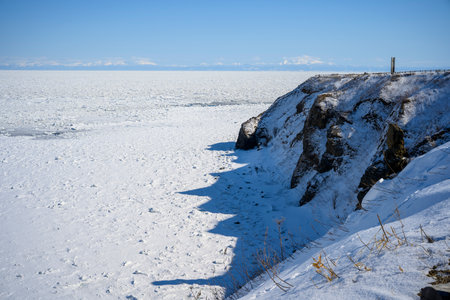 drift ice in cape notoriの写真素材