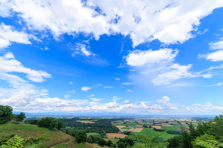 Mountain view with blue sky and white cloud, Nature background.の写真素材