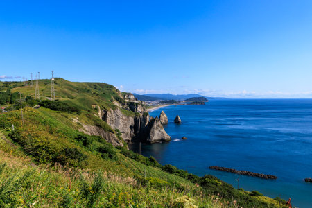 Beautiful coastal scenery in Muroranの写真素材