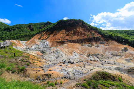 jigokudani hotspring in noboribetsu hokkaidoの写真素材