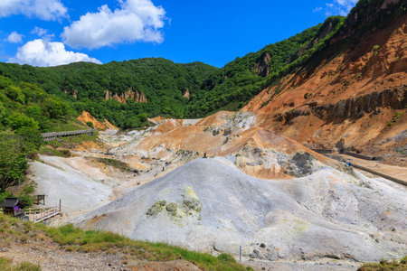 jigokudani hotspring in noboribetsu hokkaidoの写真素材