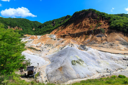 jigokudani hotspring in noboribetsu hokkaidoの写真素材