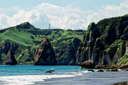 itanki coast in muroran hokkaidoの写真素材