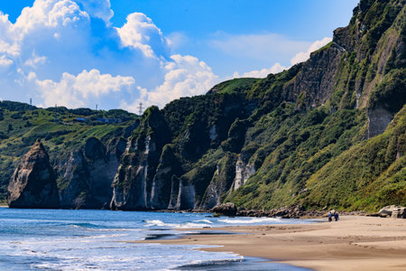 itanki coast in muroran hokkaidoの写真素材