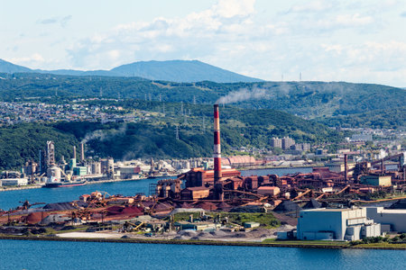 Muroran factories seen from Sokuryozanの写真素材