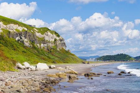 itanki coast in muroran hokkaidoの写真素材