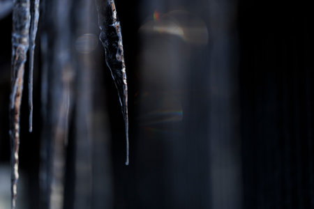beautiful icicle in winter hokkaidoの写真素材