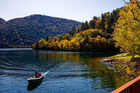 lake shikaribetu in shikaoi hokkaidoの写真素材