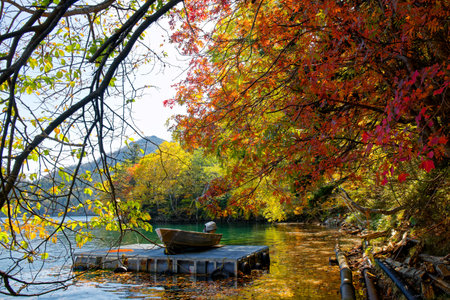 lake shikaribetu in shikaoi hokkaidoの写真素材