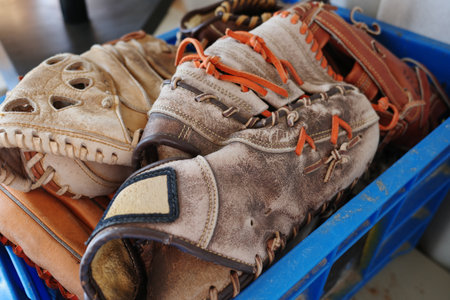 baseball glove in warehouse