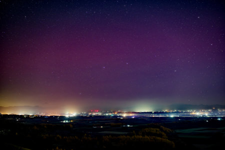 low latitude aurora in hokkaidoの写真素材