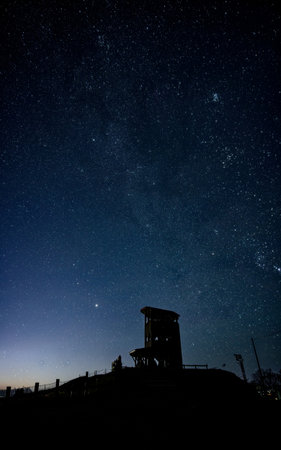 milkyway galaxy and viewing platformの写真素材