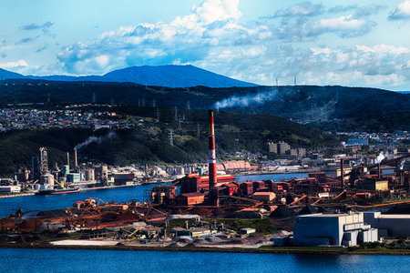 Muroran factories seen from Sokuryozanの写真素材