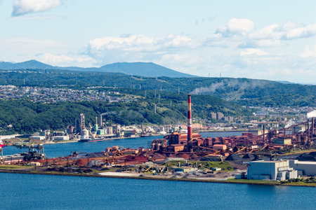 Muroran factories seen from Sokuryozanの写真素材