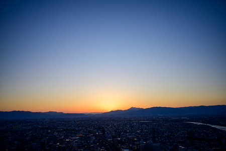 sunset in gifu city Japanの写真素材