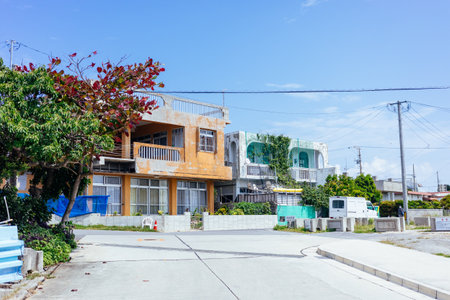 okinawa townscape in ikei islandの写真素材