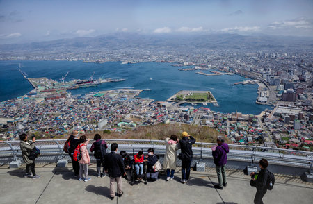 Hakodate city seen from Mt. Hakodateの写真素材