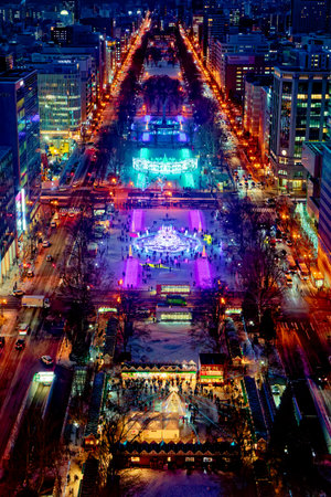 Night view from Sapporo TV Towerの写真素材
