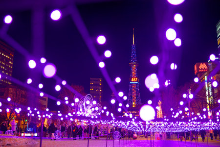 White illumination in sapporo hokkaidoの写真素材