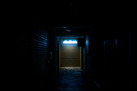 Emergency exit floating in the dark
