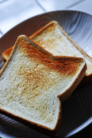 grilled toast on white dish