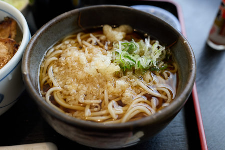 Hot tanuki soba in Japan
