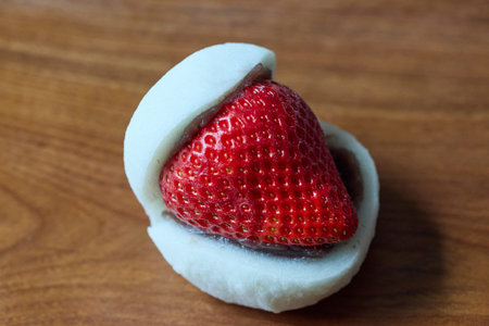 Delicious looking strawberry daifukuの写真素材