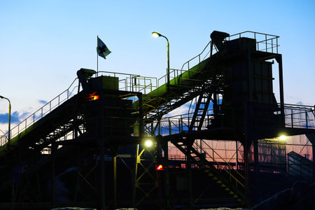 Sunrise and factory silhouette in Japan