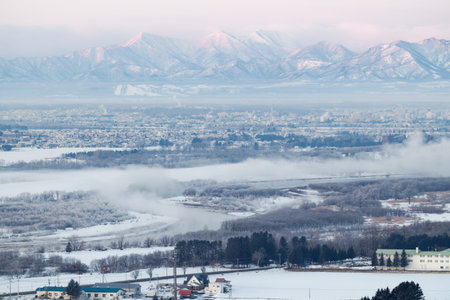 hidaka mountain range and obihiro city