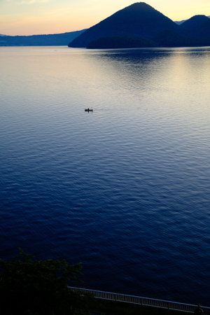 lake toya in early morningの写真素材