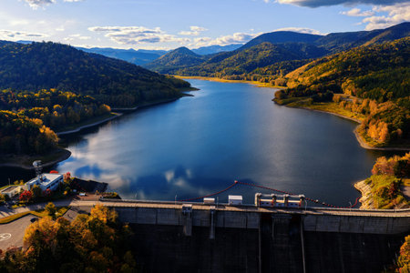 Aerial view of Kanoko Dam