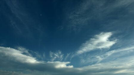 white moon and sky on the top of Takabocchikogenの写真素材