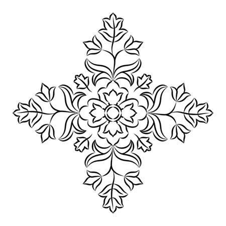 Floral mandala design element. Traditional Indian decorative motif isolated on white background.のイラスト素材