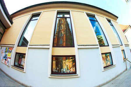 Monuments in Wroclaw, Poland (fisheye perspective)の写真素材