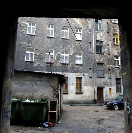 Decrepit, stinky building in Wroclaw, Polandの写真素材