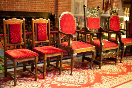 Old chairs in church