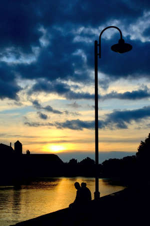 Awesome evening over Wroclaw city, Polandの写真素材