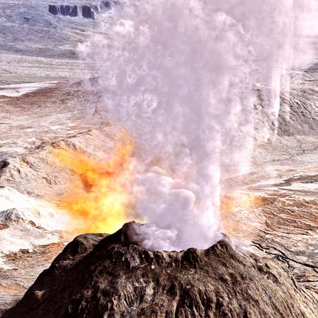 Young volcano being bornの写真素材
