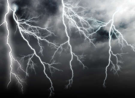 Stormy clouds with lightningsの写真素材