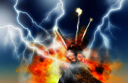 Young volcano being bornの写真素材