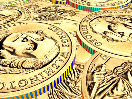 One golden  dollar coinの写真素材