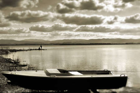 Boat on the beachの写真素材
