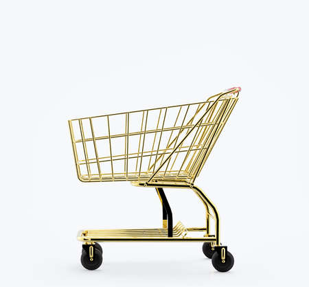 Gold shopping cartの写真素材