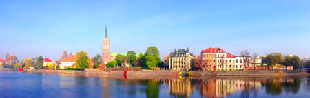 Panoramic view on Ostrow Tumski in Wroclaw, Poland