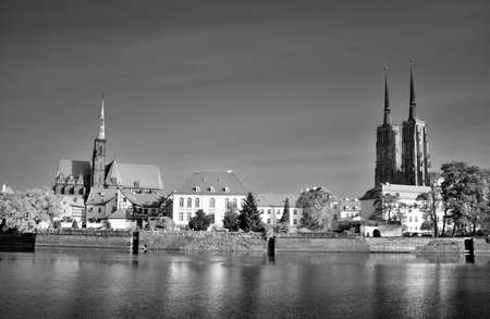 Magnificent view on Ostrum Tumski in Wroclaw, Poland