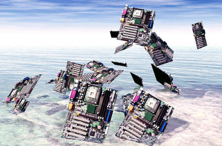 Abstract with laptops